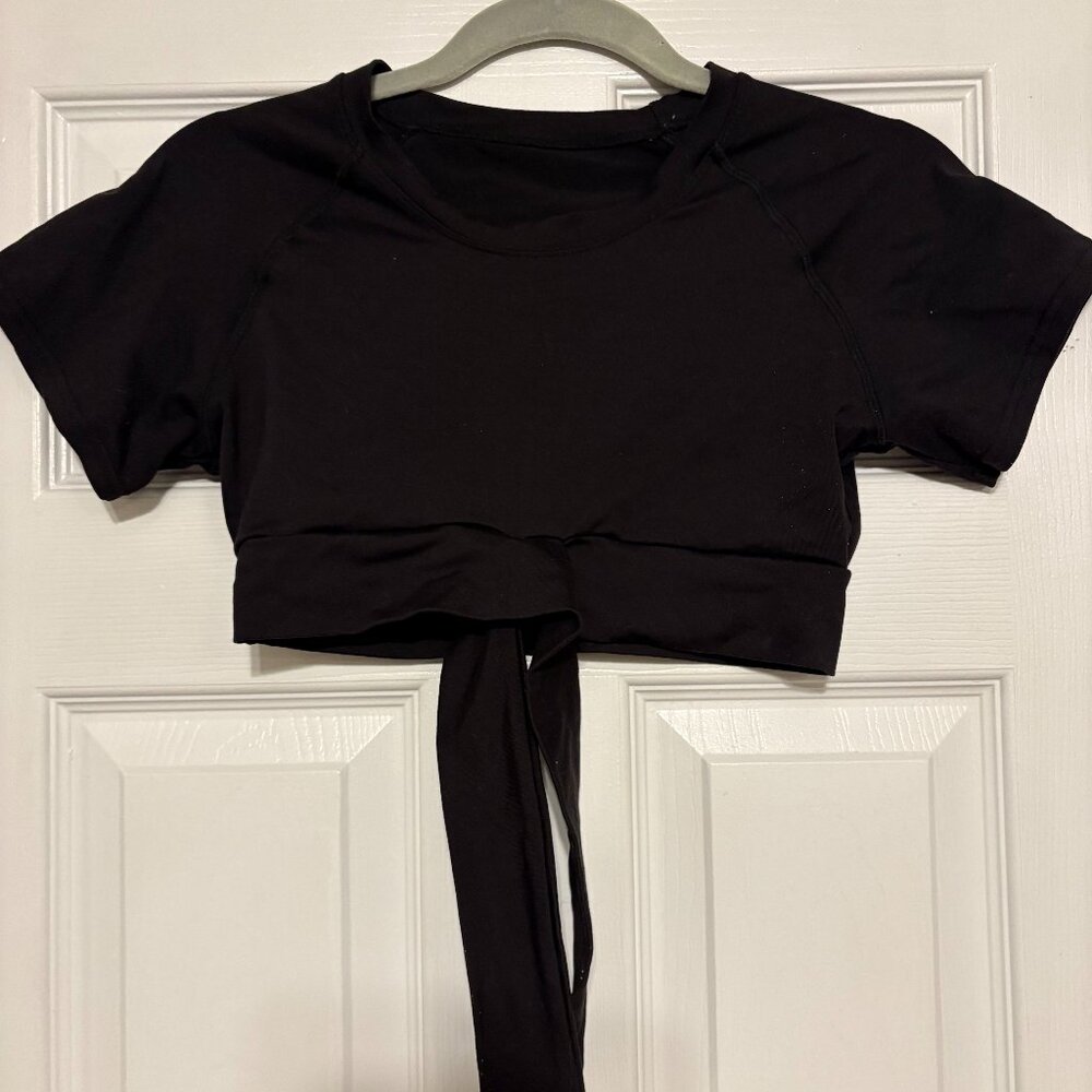 Black wrap around athletic top